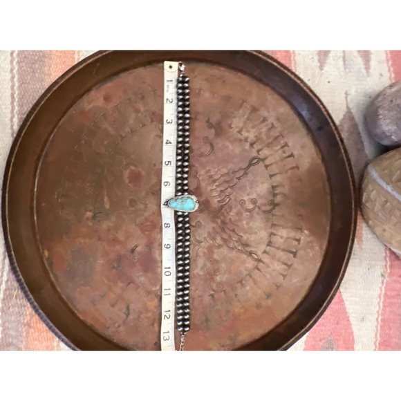 Necklace NAVAJO BEAD TURQUOISE SLVR CONCHO CHOKER WESTERN SOUTHWEST DESERT STAR - Picture 5 of 6